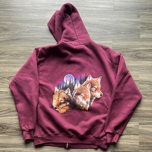 Vintage 90’s Wolf Pack Nature Zip Up Hoodie